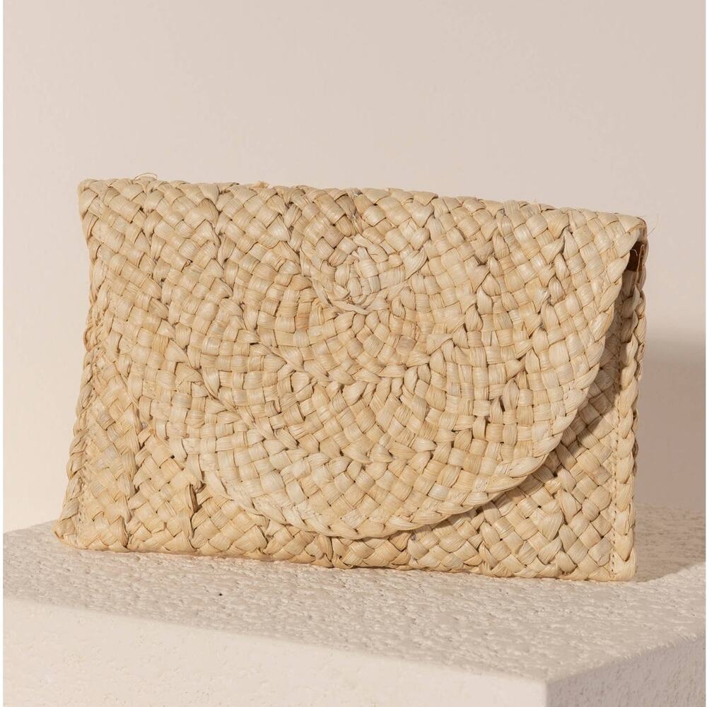 Shiraleah Simonetta Natural Woven Corn Husk Clutch Bag NWT - Picture 2 of 7